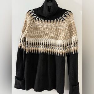 JohnPaulRichard Black and Tan Cowl Neck Sweater